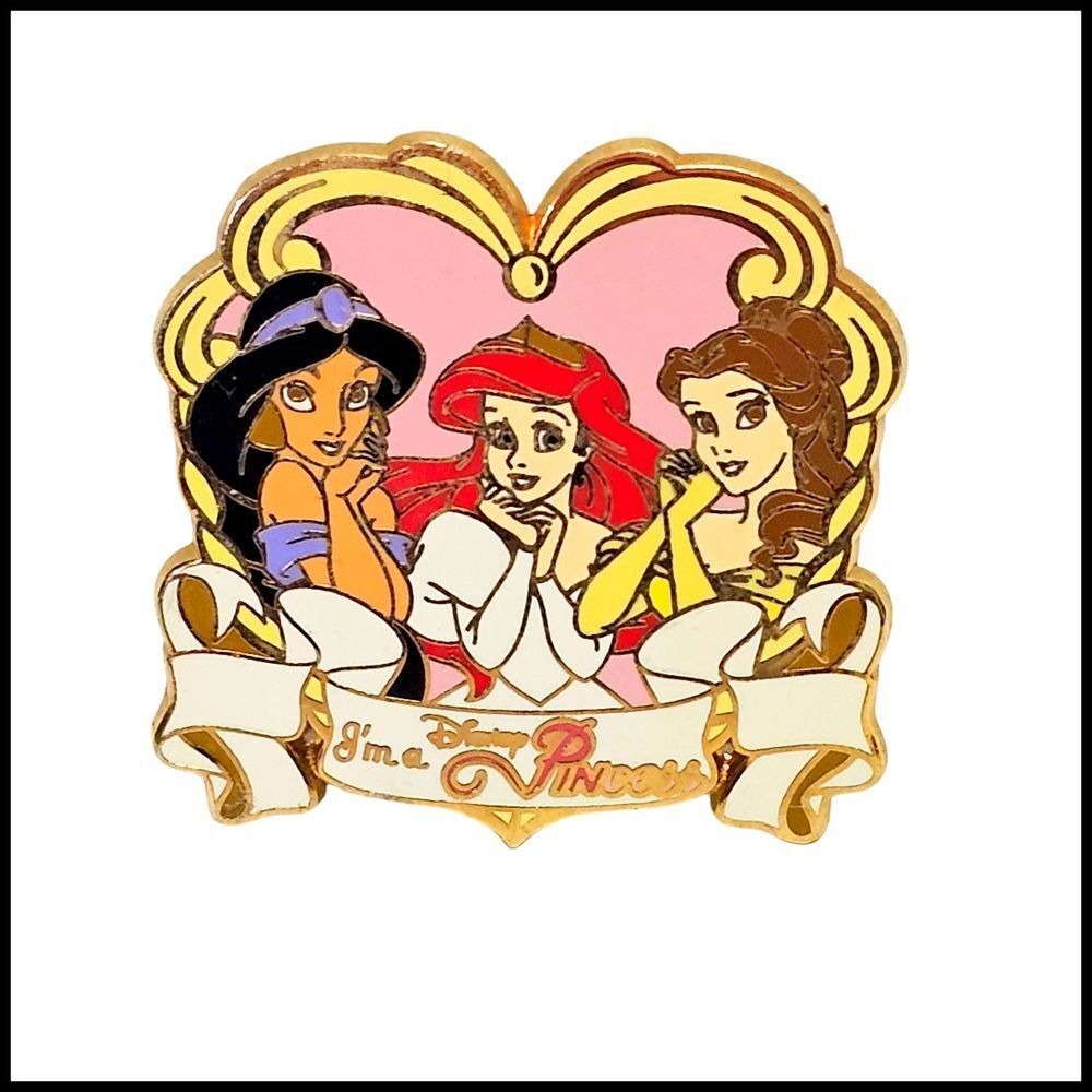 Disney Princess Pin Jasmine Ariel‎ Belle I'm A Princess Gold Tone 37656